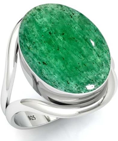 Jeweloporium Grün Real Kiwi Quartz 925 Sterling Silber Ringe für Damen mit Stein viktorianisch Silber Ringe Größe 61(19.4) Weihnachten - Geschenk Handgefertigt Schmuck