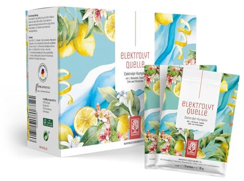 NATURTREU® Elektrolyte Pulver ohne Zucker mit L-Glutamin, Taurin, Zink, Vitamin C und Vitamin B2 und B5-15 praktische Sachets je 15g zur Einnahme mit Wasser nach dem Sport - vegan und kalorienarm