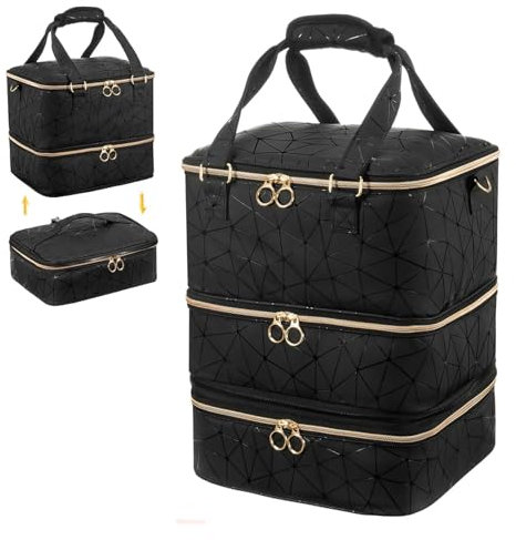 Grand Sac de Rangement pour Vernis à Ongles pouvant contenir 84 Bouteilles (15 ML) et Lampe à Ongles - Trousse de Rangement pour Outils de manucure, Noir (Noir)