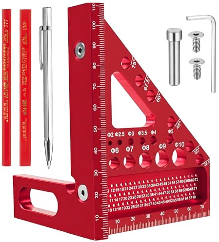 3D Speed Square, Carpenters Square with 2 Pencil 1 Tungsten Carbide Scribe