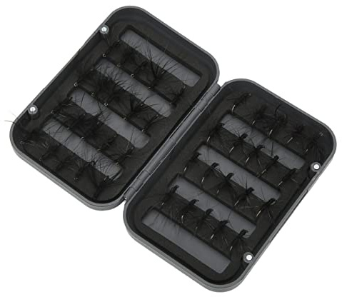 POENVFPO Kit de 40 Moscas para Pesca con Mosca, Señuelos Hechos a Mano con Caja Impermeable, Juego de Cebo Realista para Hormigas Negras para Pescadores