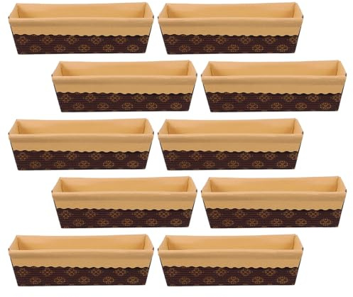 Zerodeko 10 Unidades Molde Rectangular Desechable para Pan Bandejas de Papel Antigrasa para Hornear Pan Pasteles y Bizcochos Apto para Horno y Microondas Xin Uso Hogar y Repostería