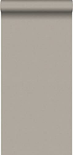 ESTAhome papier peint uni mat avec texture de lin taupe - 127645-53 cm x 10,05 m