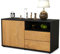 Stil.Zeit TV Schrank Lowboard Alessia, Korpus anthrazit matt, Front Holz Design Eiche (92x49x35cm), Push to Open Technik & Leichtlaufschienen