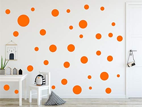 Timalo® XL Aufkleber Punkte Wandtattoo Kinderzimmer bunte große Kreise Pastell Uni Matt Wandsticker | 73081-pastellorange-120