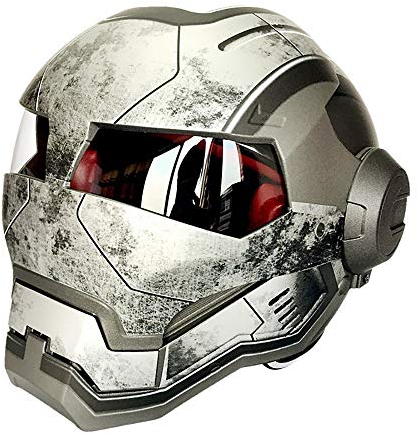 MTTKTTBD Iron Man Motorradhelm Integralhelm,Personality Motocrosshelme Fullface Helm für Scooter Moped Cruiser Damen Herren,Confortable Klapphelme mit Visier