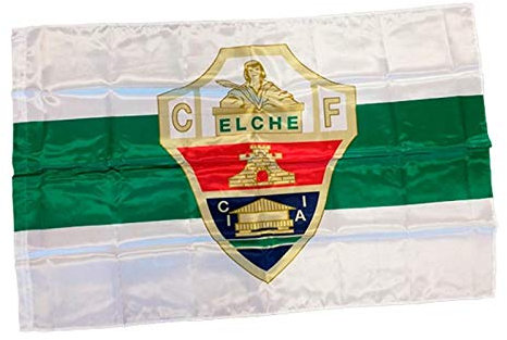 Bandera del Elche club de futbol Grande de Alicante Verde blanca y Escudo 150 cm