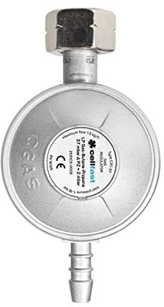 Cellfast Propan-Butan Gasdruckminderer Gasdruckregler Eingangsdruck 0,3-16 Bar Ausgangsdruck 37 Mbar, 40-265, Blau