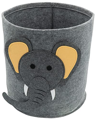 HRB Aufbewahrungsbox Kinder, Korb versehen mit niedlichen Elefant, Aufbewahrungskorb passend für Regal, faltbarer Organizer als Spielzeugkiste