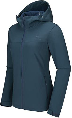 CAMEL CROWN Womens Softshell Jacket Fleece Lined Hooded Waterproof Windproof Lightweight Winter Windbreaker Hiking Camping
