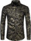 PARKLEES Men's Luxury Gold Prom Design Slim Fit Long Sleeve Button up Party Dress Shirts Black Gold XL