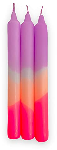 cama24com Kerzen-Set Dip Dye Neon lum ousse Stabkerzen 3 Stück von pinkstories mit Palandi® Sticker