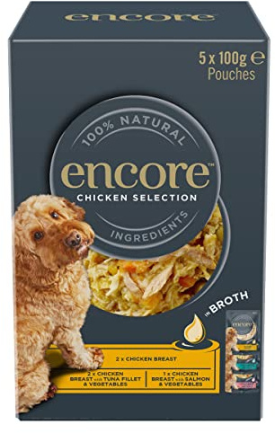Encore Adult Wet Dog Food Pouch Broth Chicken Multipack 5 x 100g Natural