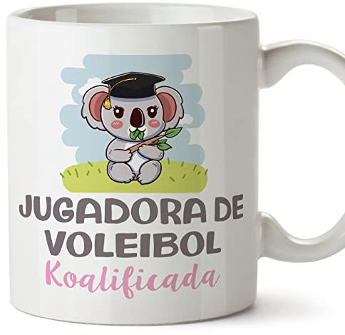 MUGFFINS Tazas para JUGADORA DE VOLEIBOL mujer - En Español - Koalificado/koalificada - 11 oz / 330 ml - Regalo original y divertido