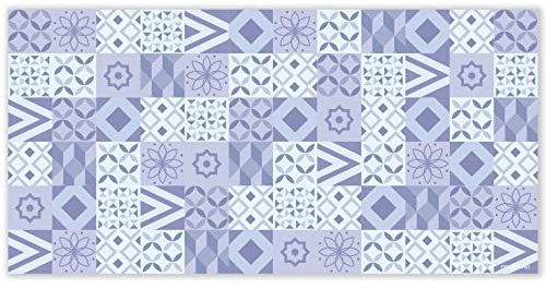 mubusi Alfombra Vinílica Cocina Salón - Varios Tamaños - (Hidráulica Évora Azul 60x120 cm)