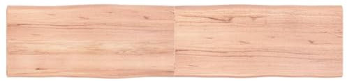 ZEYUAN Tischplatte Hellbraun 180x40x4cm Eichenholz Behandelt Baumkante, Arbeitsplatte, Holzplatte, Schreibtischplatte, Waschtischplatte, Küchenarbeitsplatte