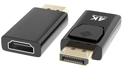 2 Stücke Displayport auf HDMI,4K DP auf HDMI,HDMI Displayport Adapter,HDMI zu Displayport,Adapter Displayport auf Hdmi,Displayport auf HDMI Adapter,DP auf HDMI Adapter für Dell,Lenovo,HP,GPU,AMD