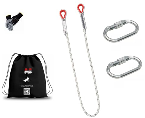 Generisch Baumpflege Halteseil Seil EN354 2m + 2 Karabiner EN362, Fallschutz, Absturzsicherung