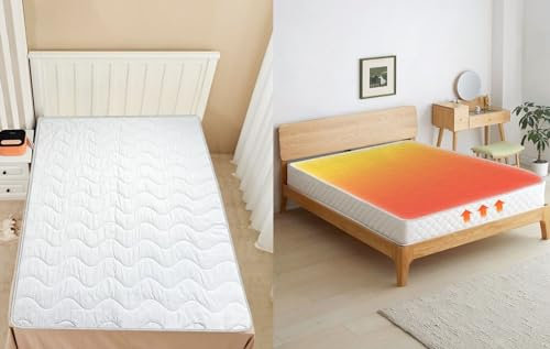 Thermal Heat Retaining Mattress Toppers Super Soft Warm Cosy Self Heating Mattress Toppers With Elasticated Corner Straps (4FT Double)