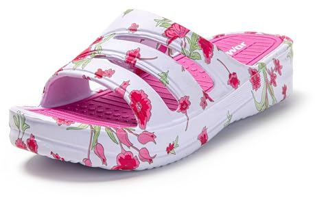 JOMIX Badelatschen Damen Hausschuhe Sommer Dusch und Badeschuhe Rutschfeste Leichte Badeschlappen (Rose, 40 EU,SD9309)