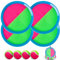 U&C Planet Klettballspiel Wurfspiel Wasserdicht Ball Kinder 3-12 Jahre alt 2er Set Strandbälle 4 Paddel & 4 Bälle mit 1 Aufbewahrungstasche Toss und Catch Ball Familie Outdoor Spiele, rosa und grün