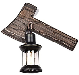 XGBAODAN Vintage Axe Shape Wall Lamp Antique Bar Tea House Coffee Shop Decorative Sconce Industrial Style Cloth Store Wall Light Safehappy