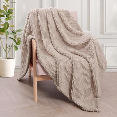 Whale Flotilla Coperta Morbida e Calda in Flanella, Coperta Pile Plaid per Letto, Divano, 150 x 200 cm, Beige