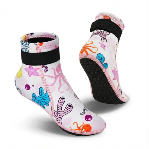 Summshall Neoprensocken Kinder 3mm Warm Halten Neopren Socken Wassersocken Tauchsocken für Wassersport