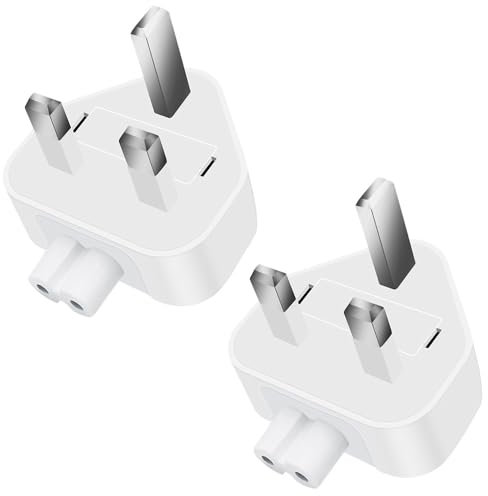 POFET Cargador Adaptador de Corriente CA de 2 uds, Accesorios de Repuesto de Cabezal estándar del Reino Unido de 3 Pines, Compatible con Cargador iPad MacBook (Blanco)