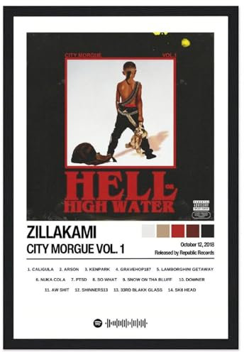Zillakami Poster City Morgue Vol. 1 Albumposter, dekoratives Gemälde, Leinwand, Wandposter für Raumdekoration, ästhetische Sportlandschaft, Büro, Raumdekoration, Geschenk, 30 x 45 cm Stil