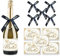 Hestiyaa Lot de 5 étiquettes autocollantes pour bouteille de champagne de mariage avec 5 nœuds