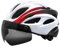 perfk Fahrradhelm Sporthelm mit abnehmbarem Visier Verstellbarer Kopfumfang Herren Damen Biker Fahrradhelm Fahrradhelm, Weiß Rot