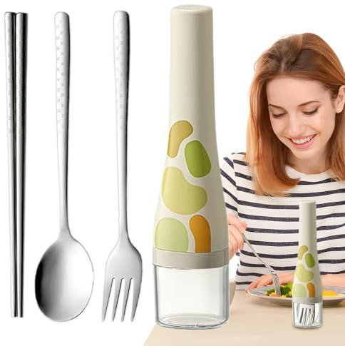 Spoon Fork Chopsticks Set, Spoons and Forks, Chopsticks - Portable Travel Spoon Fork Case for School Work Day Dinner