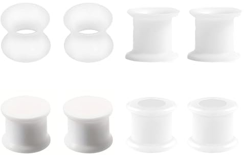 4 Paar Silikon Ohr Tunnel Plug, Extra Weich Silicone Flesh Tunnel Hart Silikon Tunnels Plugs Double Flared Expander Ohrstöpsel 3-25mm Ohrmesser Expander Piercing für Männer Frauen (Weiß, 16mm)