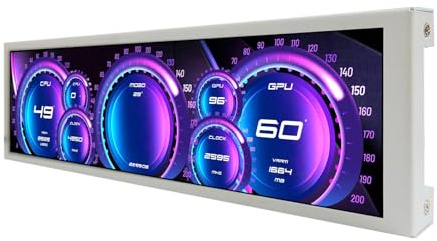 VSDISPLAY 9.1 '' 1920x462 IPS Piccolo Mini LCD Monitor PC Case Screen, Bianco | Come display secondario, monitoraggio della temperatura del computer CPU GPU RAM Data