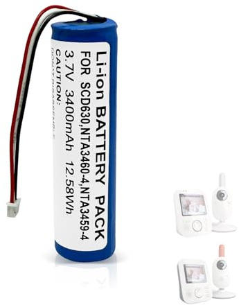 Akku kompatibel mit Philips Avent Babyphone SCD620, SCD625, SCD630, SCD831, SCD833, SCD835, SCD841, SCD843, usw. Ersetzt die Philips-Modelle: NTA3460-4, NTA3459-4, 1S1PBL1865-2.6 usw.