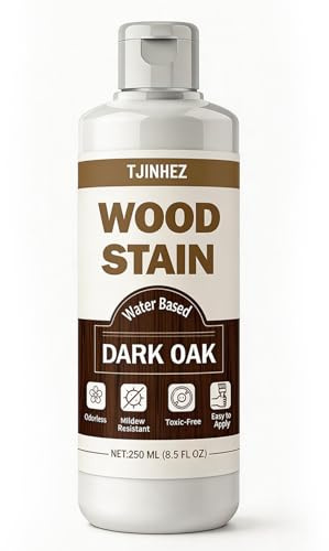 Holzbeize 250ml, Wasserbasierte Holzlasur für Innen & Außen, Geeignet für Möbel, Schränke, Türen & Holzoberflächen – Schnelltrocknend, Geruchsarm, Ungiftig & Einfach Anzuwenden(Dunkle Eiche)
