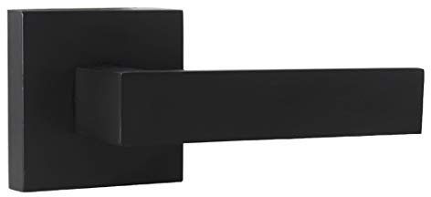 Probrico 1 Pack Black Square Half-Dummy Door Lever for Interior Door,Reversible for Left or Right Handed Doors,Non-Functioning Stainless Steel