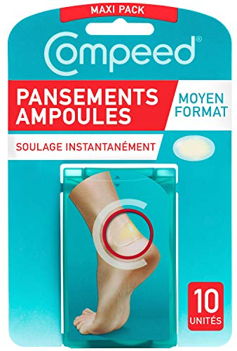 Compeed – Format économique – 10 Pansements Ampoules Hydrocolloïdes - Moyen Format - Seconde Peau - Cicatrisation Rapide - 6,8 x 4,2 cm