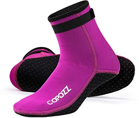 COPOZZ 3mm Tauchsocken Neoprensocken für Erwachsene Damen Herren, Dicke Tauchsocken Wassersport Schwimmen Socken für Schwimmen, Schnorcheln, Segeln, Surfen Wassersport,Rosa,S