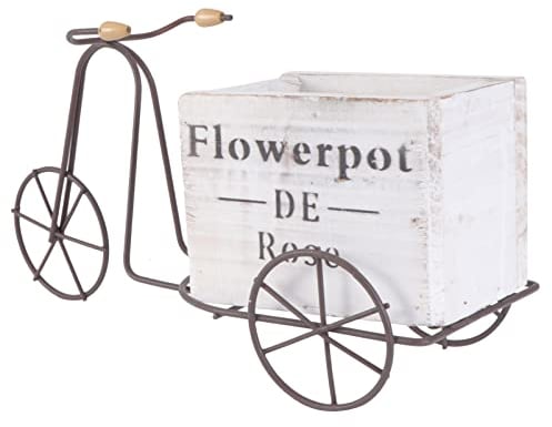 Cabilock Wooden Flower Pots Ornament, Durable White Bike Planter Holder for Indoor and Outdoor Patio Garden Decor, Small Size, Random Style