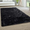 Paco Home Hochflor Teppich Wohnzimmer rutschfest Fellteppich Shaggy Flauschig Weich Modern Kunstfell Fell Imitat Einfarbig, Grösse:140x200 cm, Farbe:Schwarz