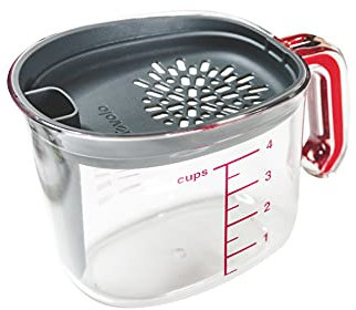 Tovolo Saucensieb, Fetttrenner, Küchenhelfer zum Messen, Ausgießen und für andere Lebensmittel oder Mahlzeiten, 1 Stück, transparent/anthrazit/rot