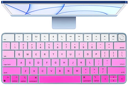 imComor Tastatur-Abdeckung für Apple iMac 2021 24 Zoll Magic Keyboard mit Touch ID, A2449 & A2450, Silikon, Ombre Pink