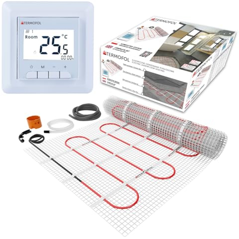 Termofol Kit Riscaldamento a Pavimento con Termostato - Riscaldamento Elettrico a Pavimento - Superficie - 15 m² - Potenza 150W/m², per Bagno, Soggiorno e Cucina - Termostato - H5