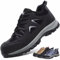 CYKYGGO Arbeitsschuhe Herren Sicherheitsschuhe Damen Leicht Atmungsaktiv rutschfeste Anti Smashing Stahlkappenschuhe Schwarz 41