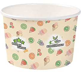 BIOZOYG Coupe en papier 35 pièces I Gobelets en carton kraft jaune I Coupes à emporter compostables I Coupes écrus avec revêtement de peinture à base d'eauI Coupelle en papier biodégradables 150 ml