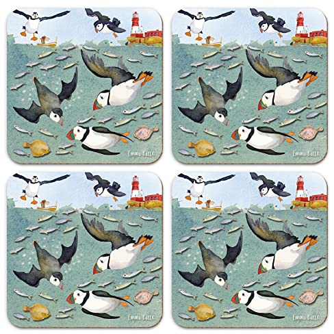 Emma Ball Sealife - Diving Puffins - Set of 4