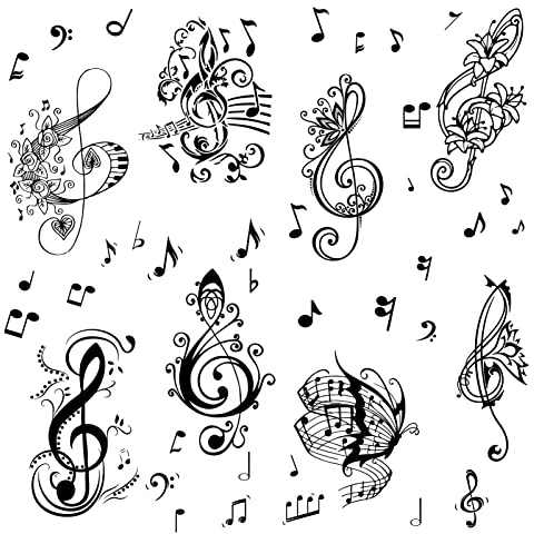 craspire Musik-Wandaufkleber, 8 Blatt, Schmetterling, Wandaufkleber, Musiknoten, Wasserdicht, Entfernbar, Vinyl-Wandkunst Für Klassenzimmer, Schlafzimmer