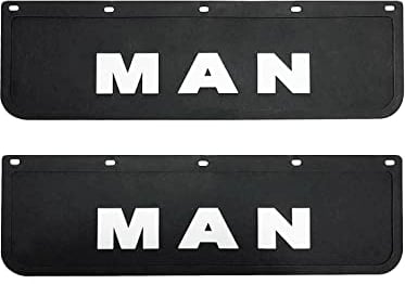 2 pezzi Paraspruzzi Parafanghi in Gomma Dura per Camion MAN 60x18 cm Nero con Scritta 3D in Rilievo